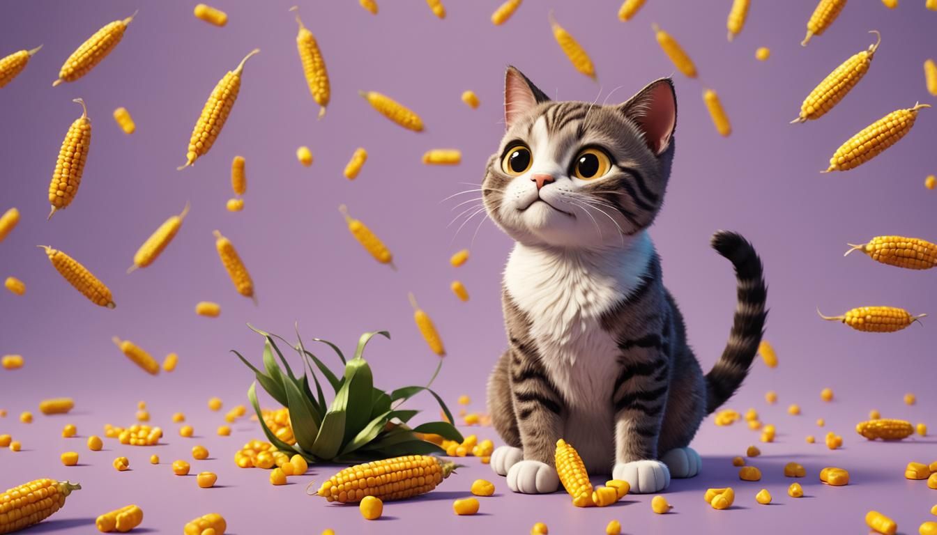 cute cat and corn