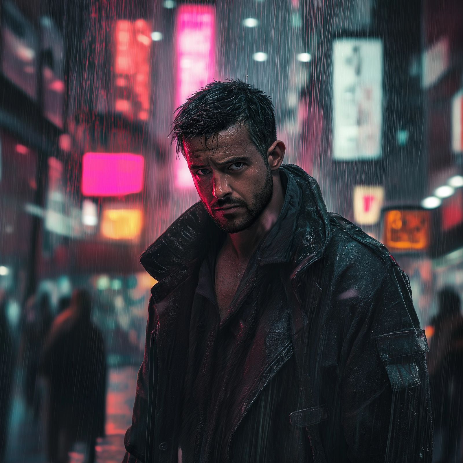 Dystopian man; dystopian city