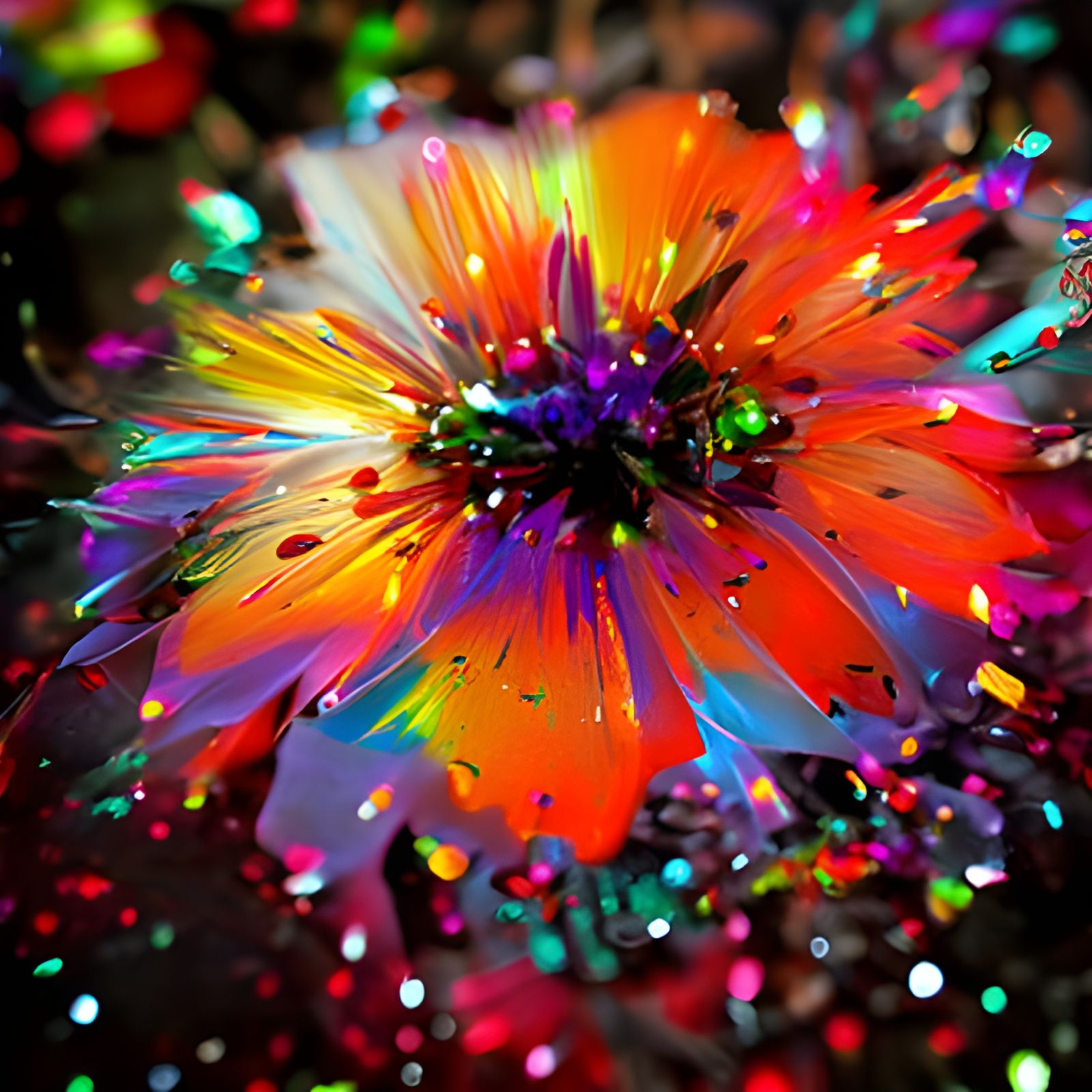 Glitters on a Rainbow Flower v1