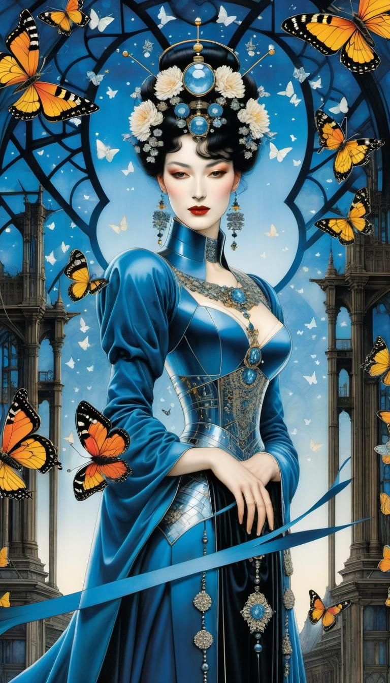 Android Unveiling Butterflies in Hyperrealistic Fantasy Art
