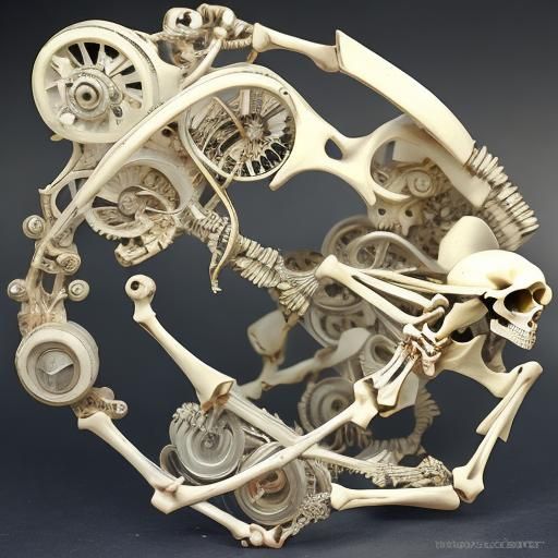  <lora:Boneyard DSv8:0.8>Surreal clock with bones for hands