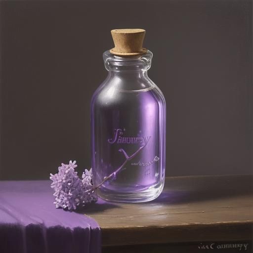 A lilac potion bottle