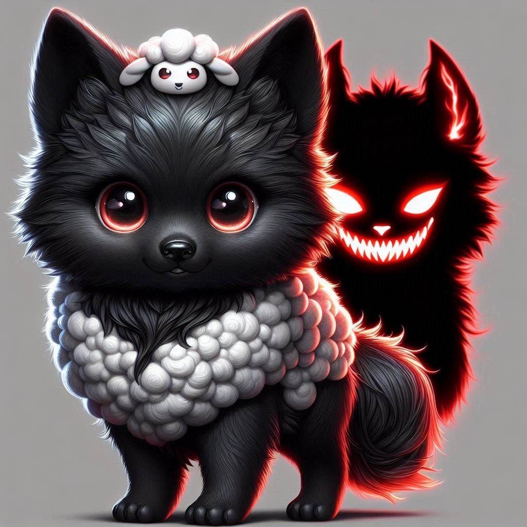 Cute wolf, dark shadow