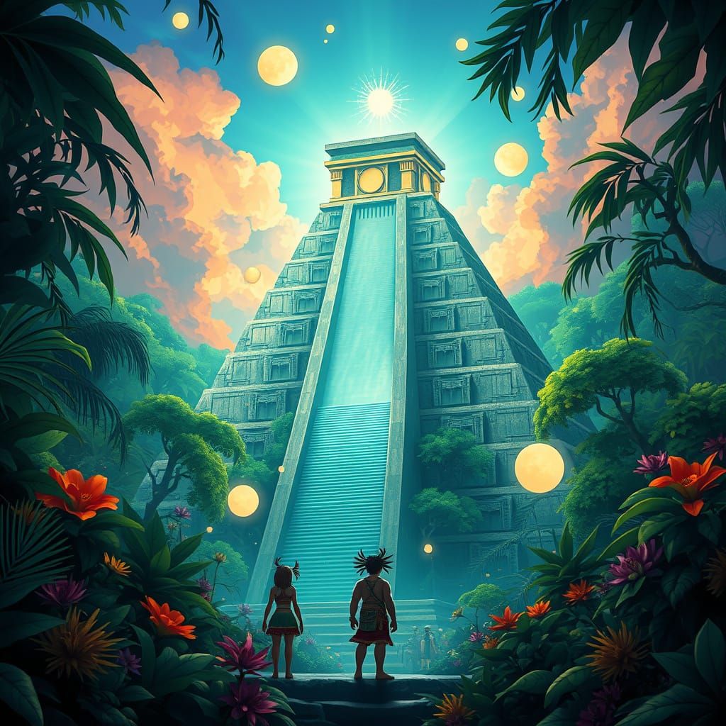 Majestic Pyramid Radiates Ethereal Aura in Emerald... - AI Art