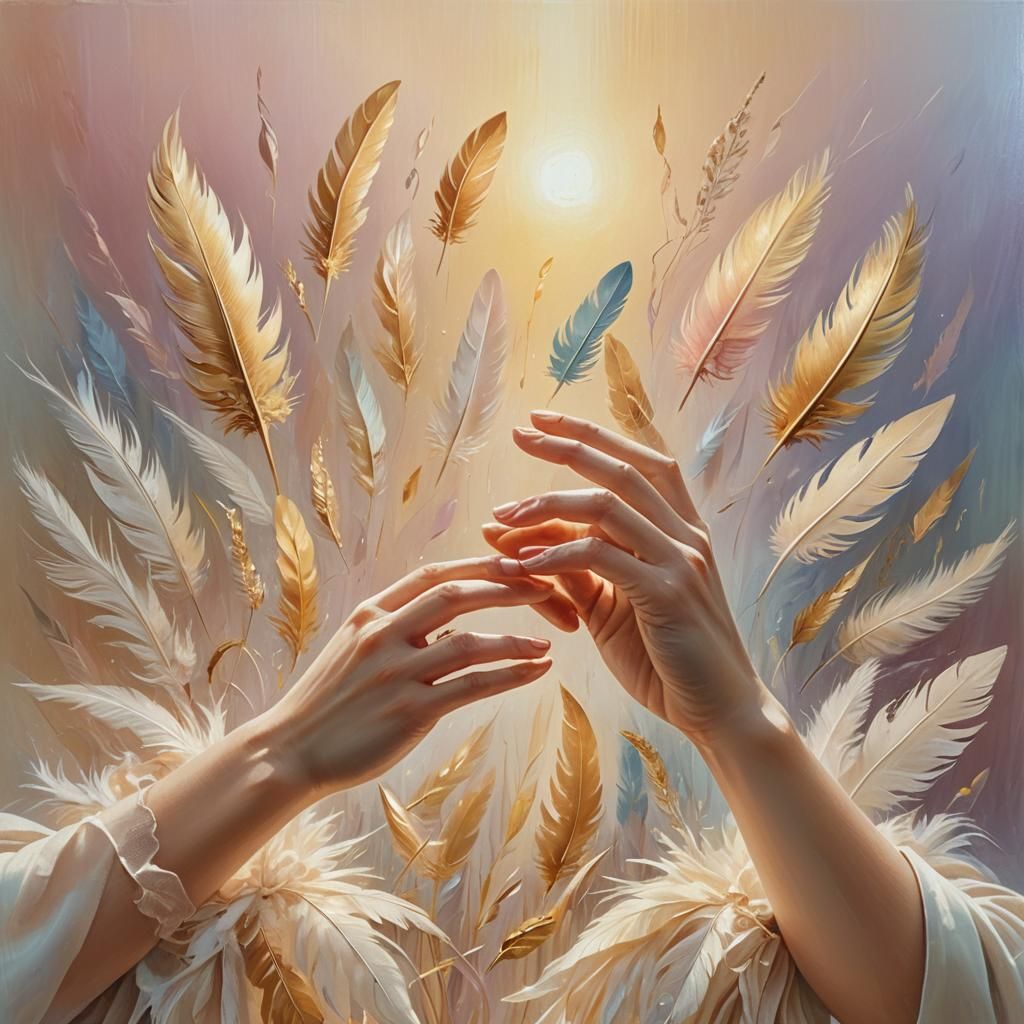 Surreal Gentle Fingertips Touch in Impressionist Style