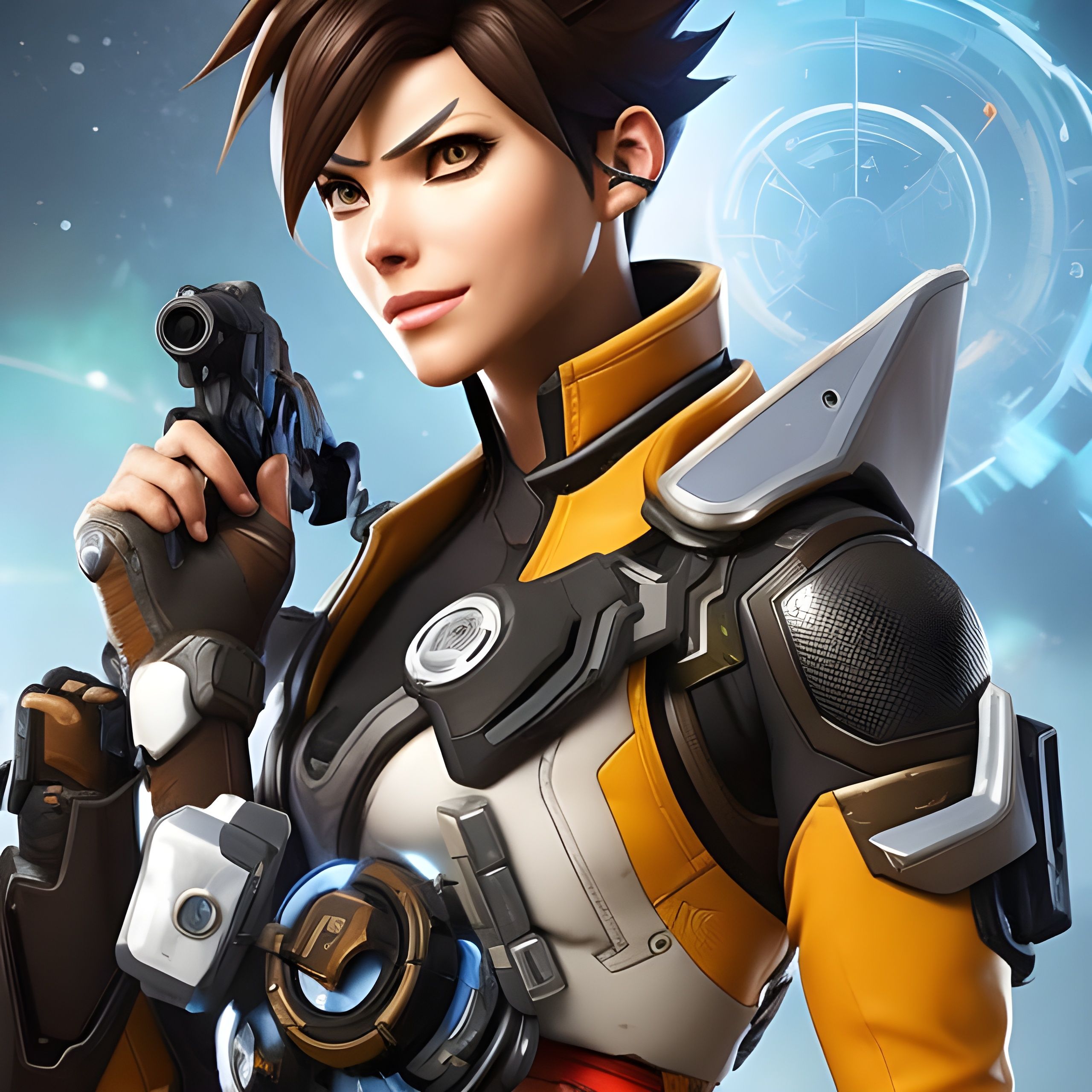 portrait of Tracer from Overwatch, centered, face, Stable Diffusion