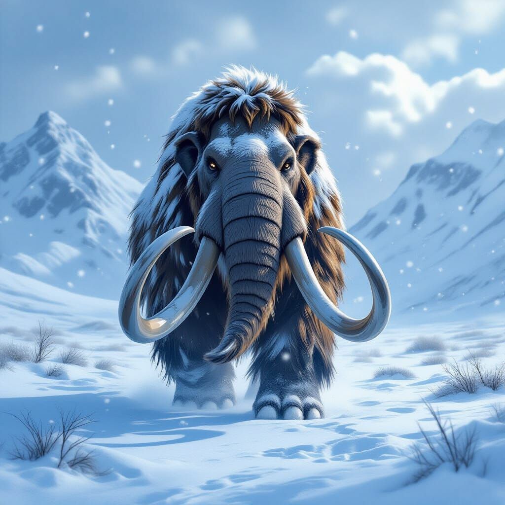 Majestic Woolly Mammoth in Ice Age Tundra