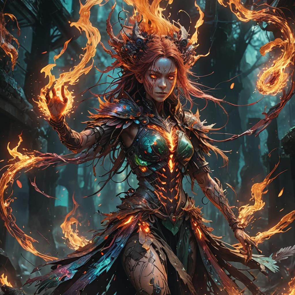 iridescent sinister flame dancing by  Android Jones,  Carne ...