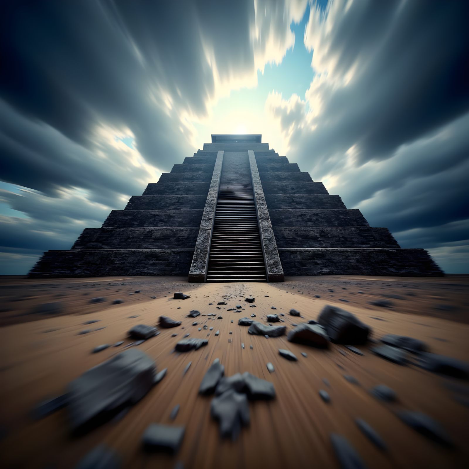 ancient Egyptian pyramid , stormy, warped perspective, unreal blur, motion blur, <lora:Blur Effect:1.0> 
