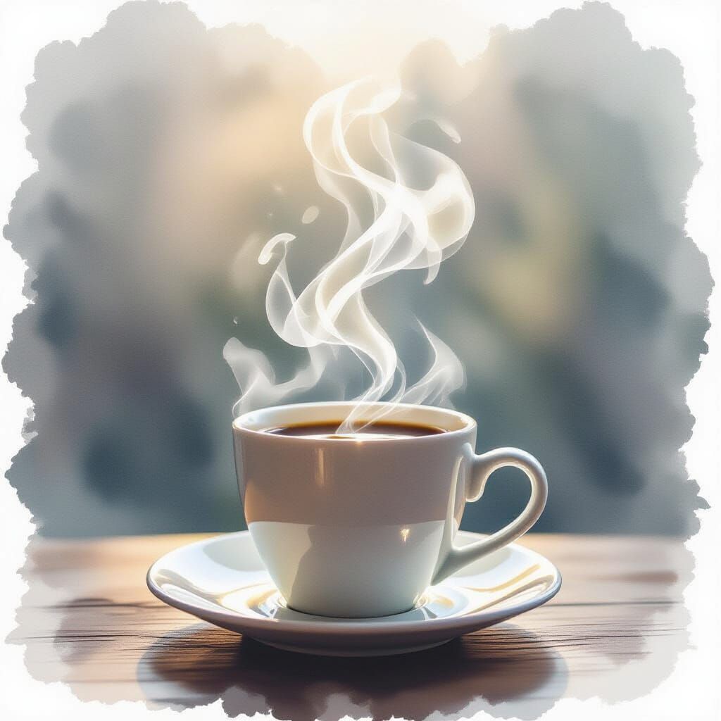 Ethereal Coffee Steam Forms Translucent Palace