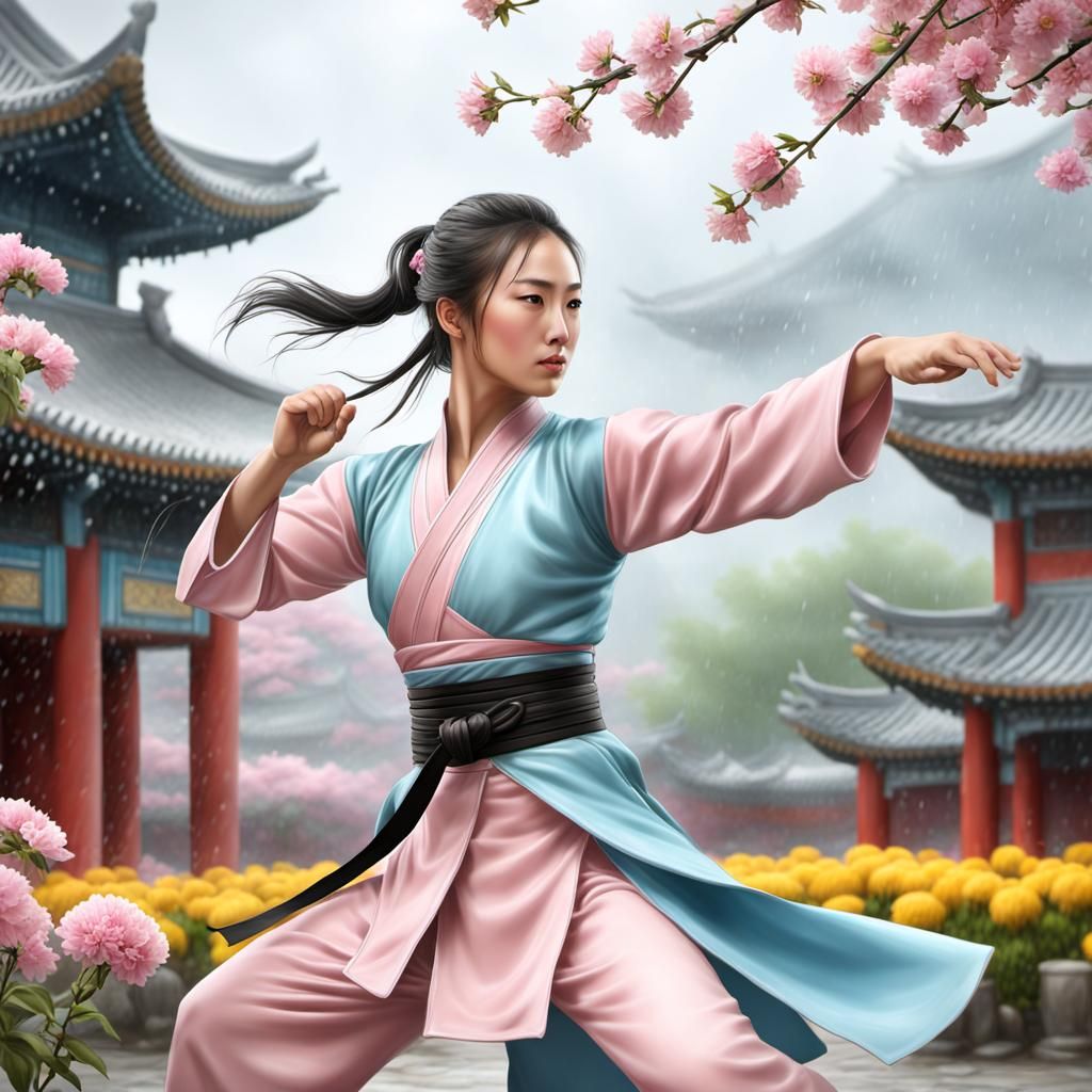 Soft pastel colors kung fu fighter  by @That cinema teacher