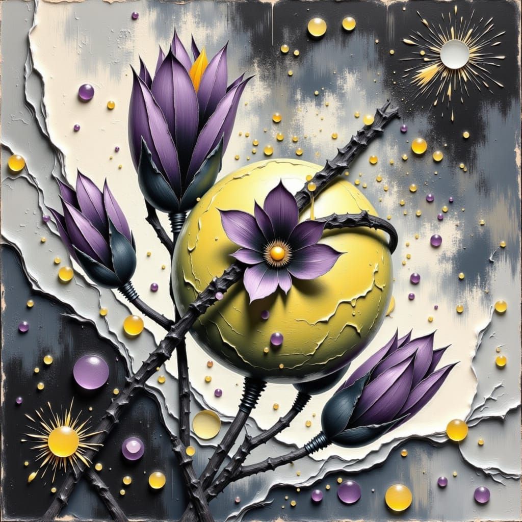 Purple Light Hyperdetailed Charcoal Drawing