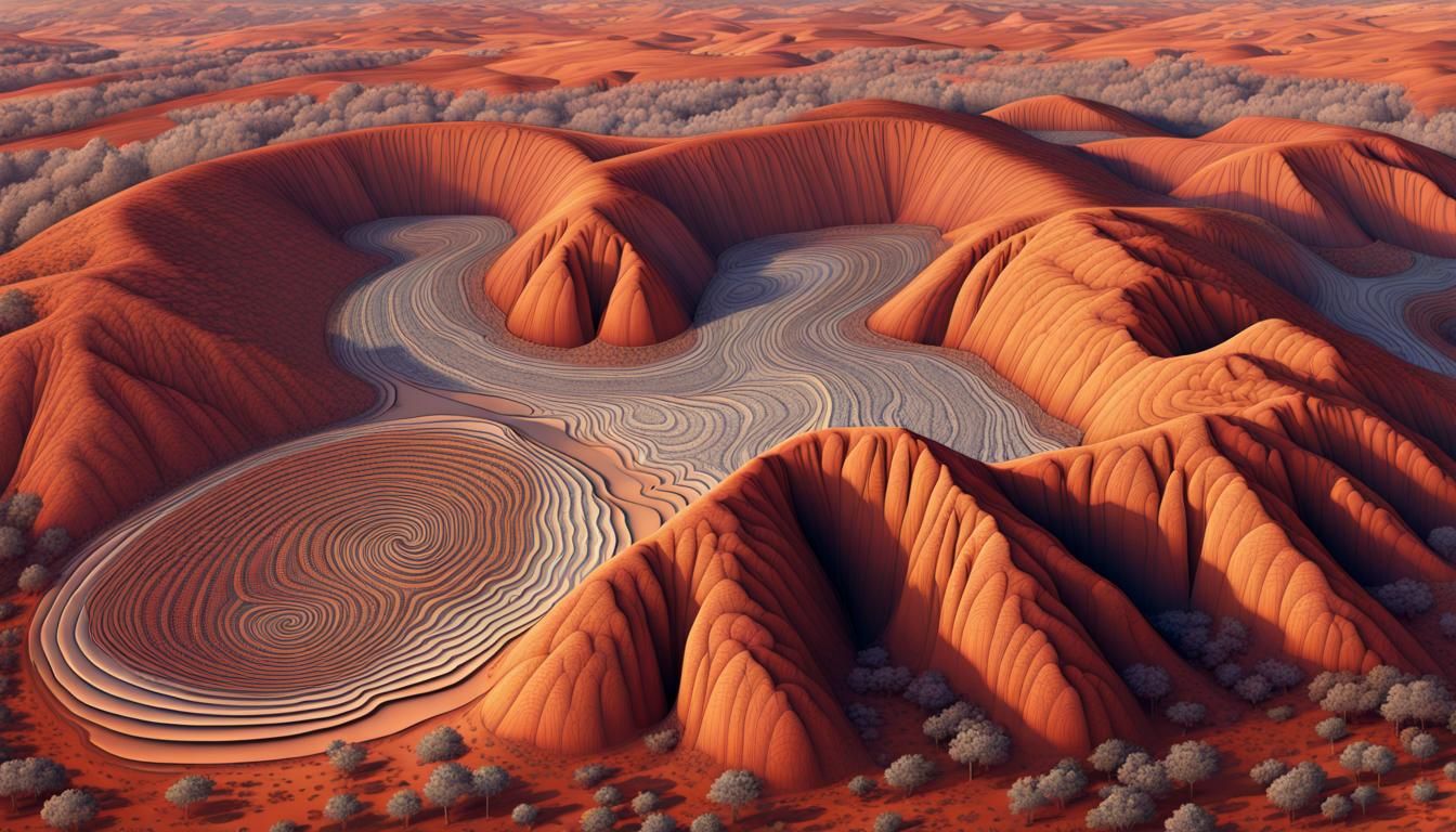 Aerial view/ Uluru/ 1810, fraktyle wave function, Quantum ze...