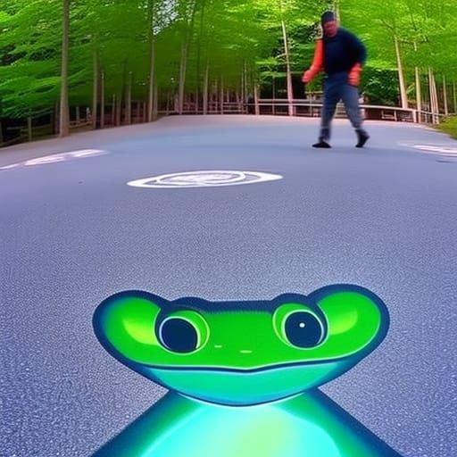 3D Optical Illusion Sidewalk Painting of Holographic Frog Ap...