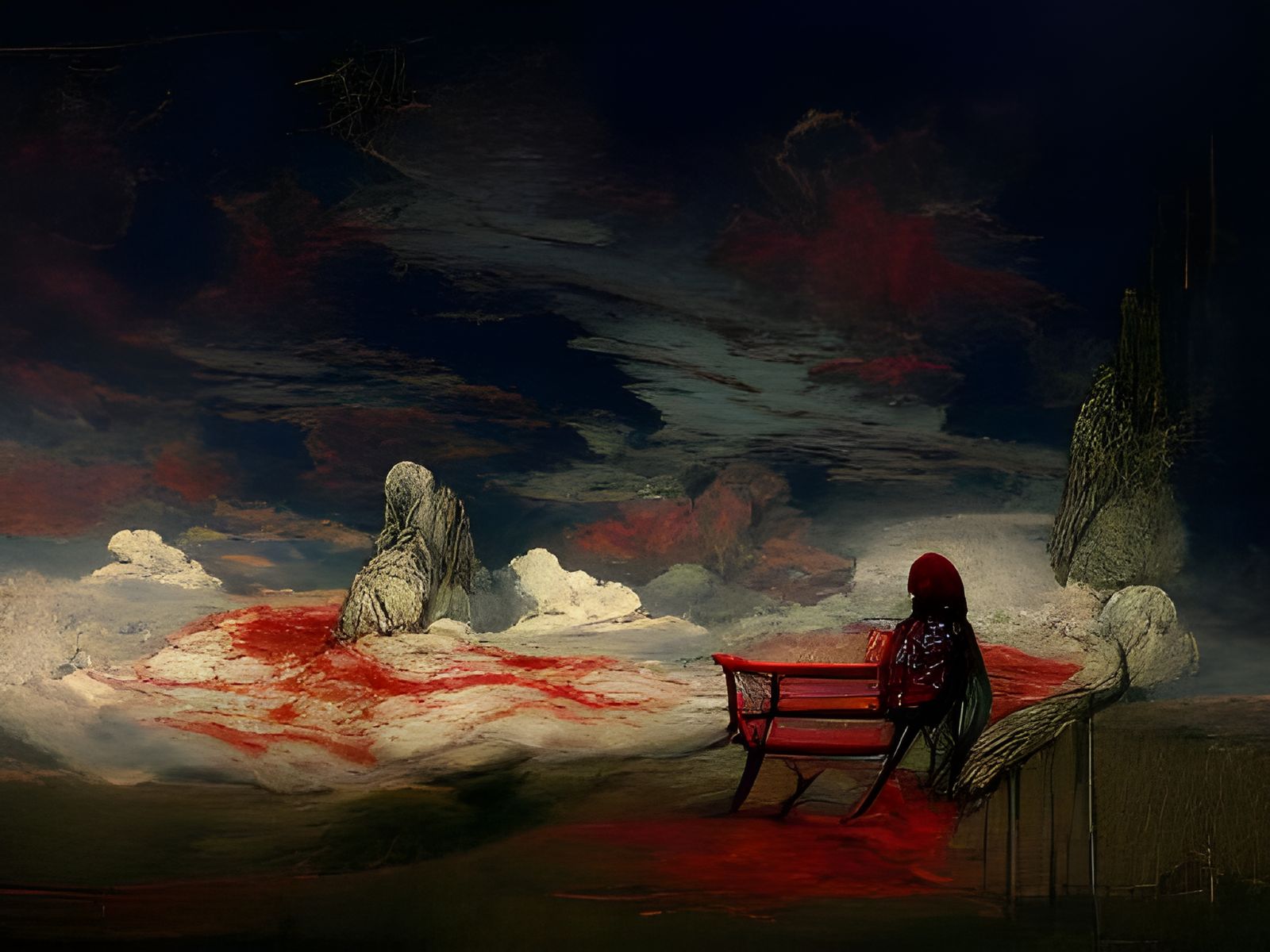 Sitting alone on a bench