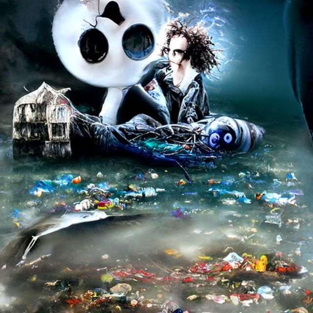 Garbage patch  it Tim Burton poster art flickering light twi...