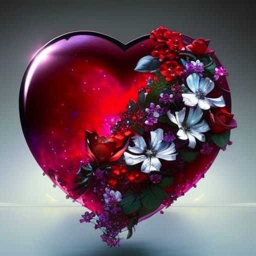 fantasy luminescent intricate shiny sparkly heart shaped ruby covered ...