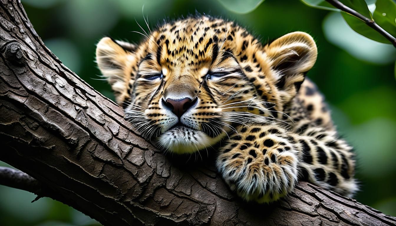 Young sleepy Leopard  by @SirHeckerich