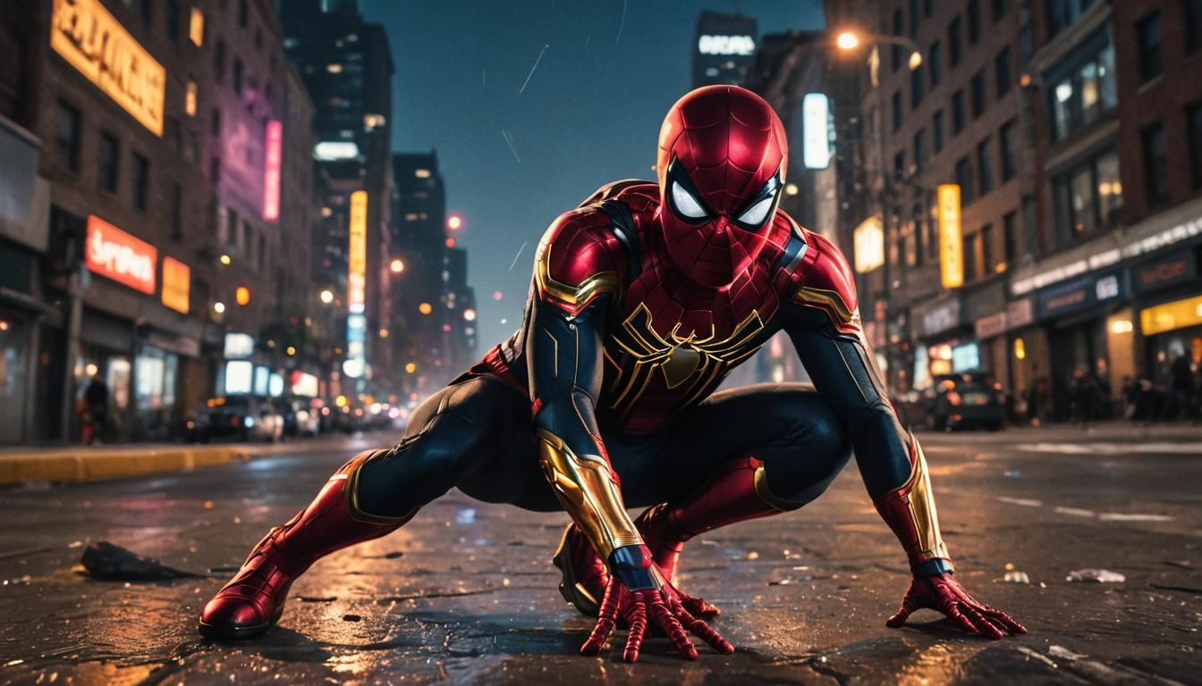 spiderman's suit should be from a movie , spiderman far from Home facing toward the front