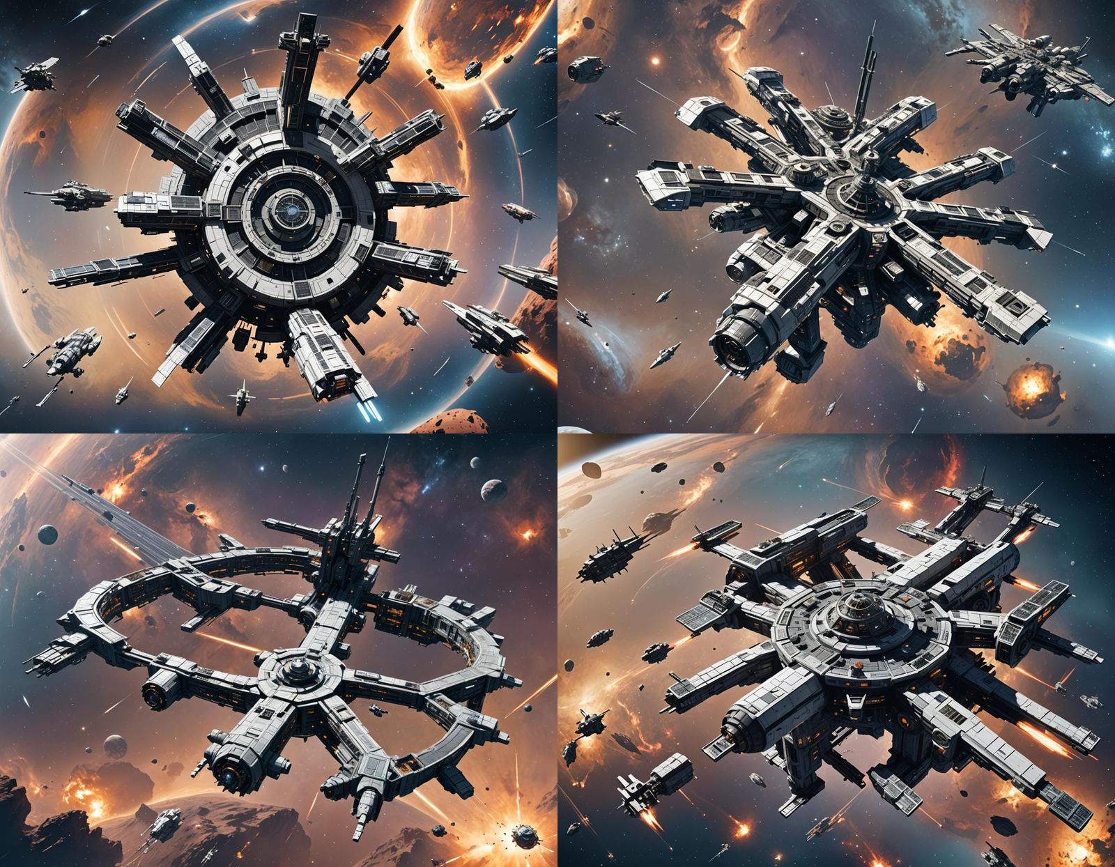 Sci-Fi Space station on the edge of a galaxy blockaded on bo...