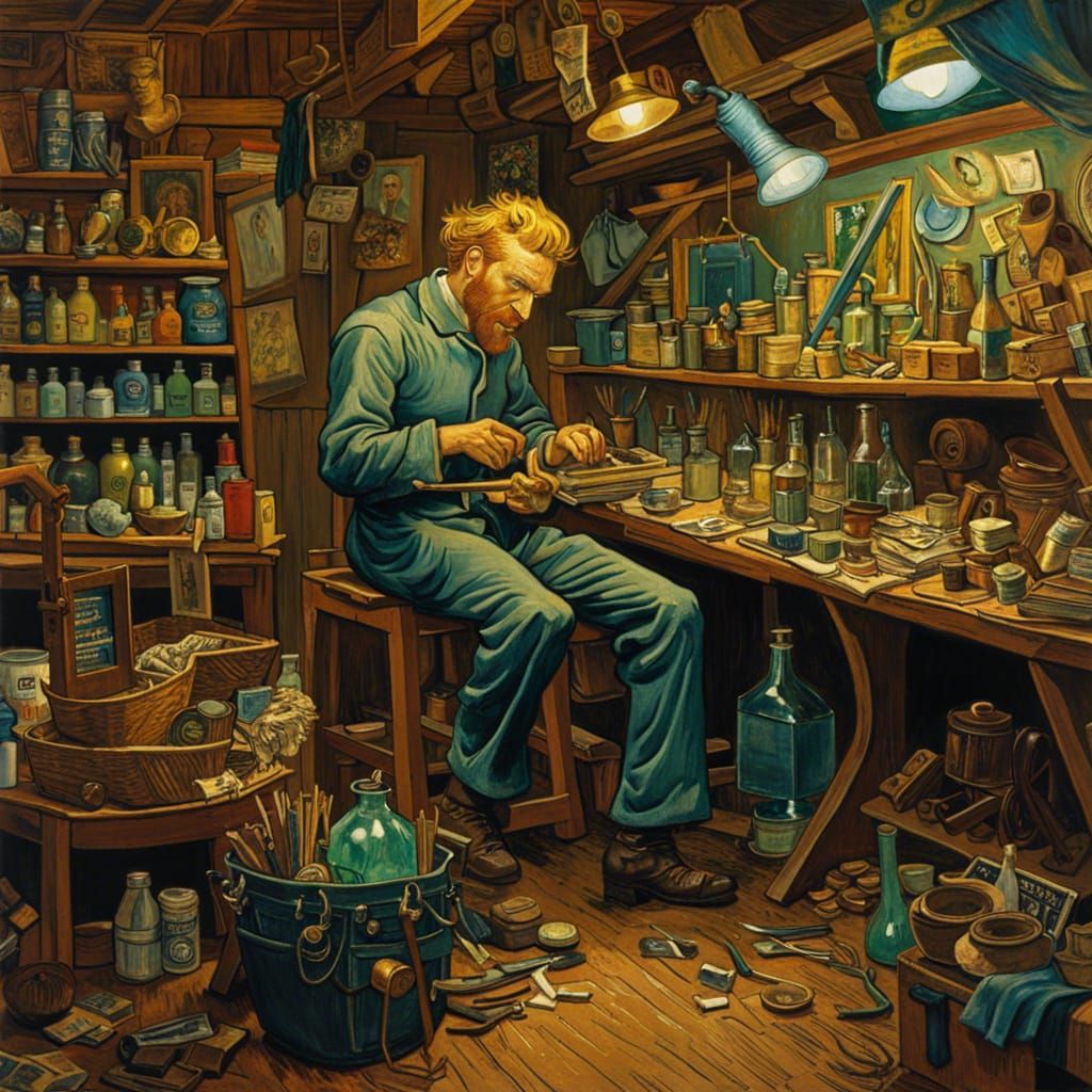 Vincent van Gogh working in a shop false