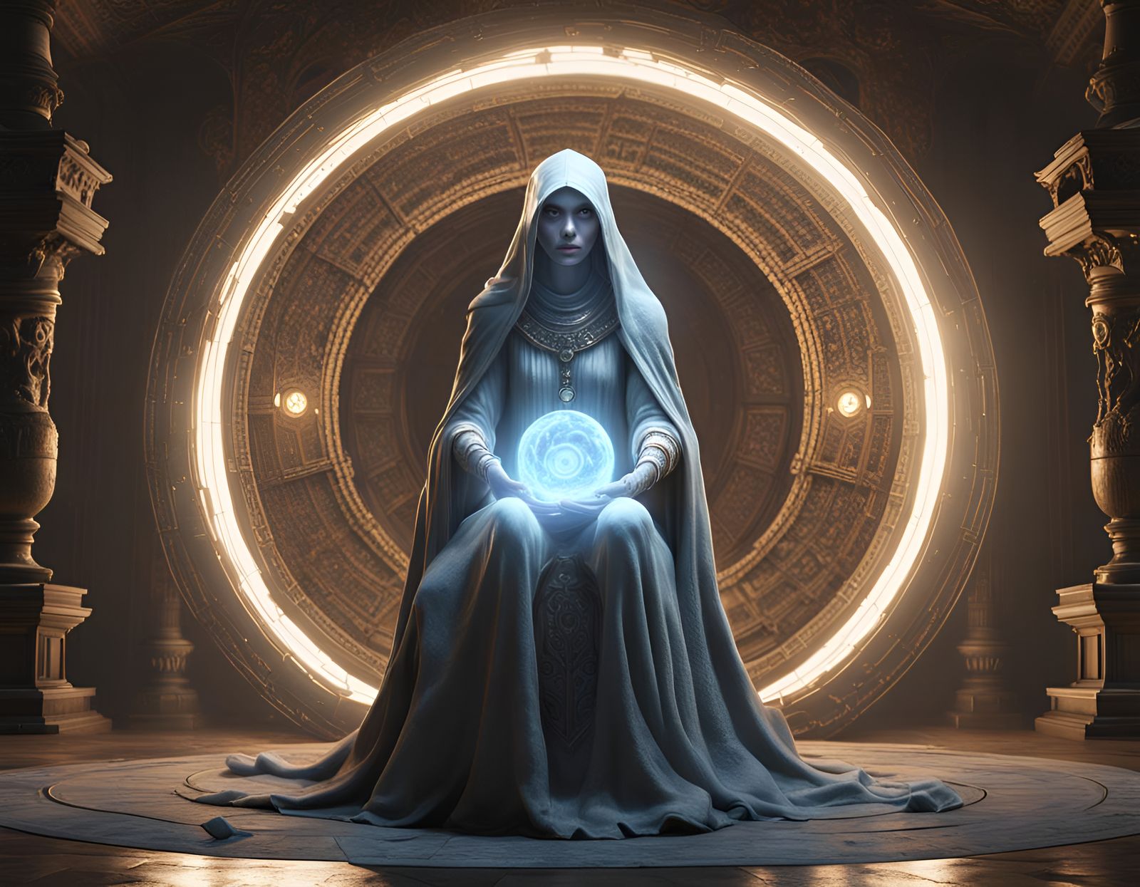 A beautiful female ghost with an inter-dimensional portal. U...