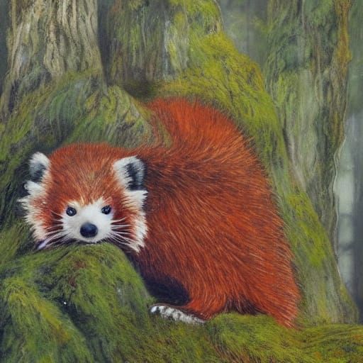 Ancient hedgehog as a red panda
Red Pandas by James Ensor and Pirosmani 