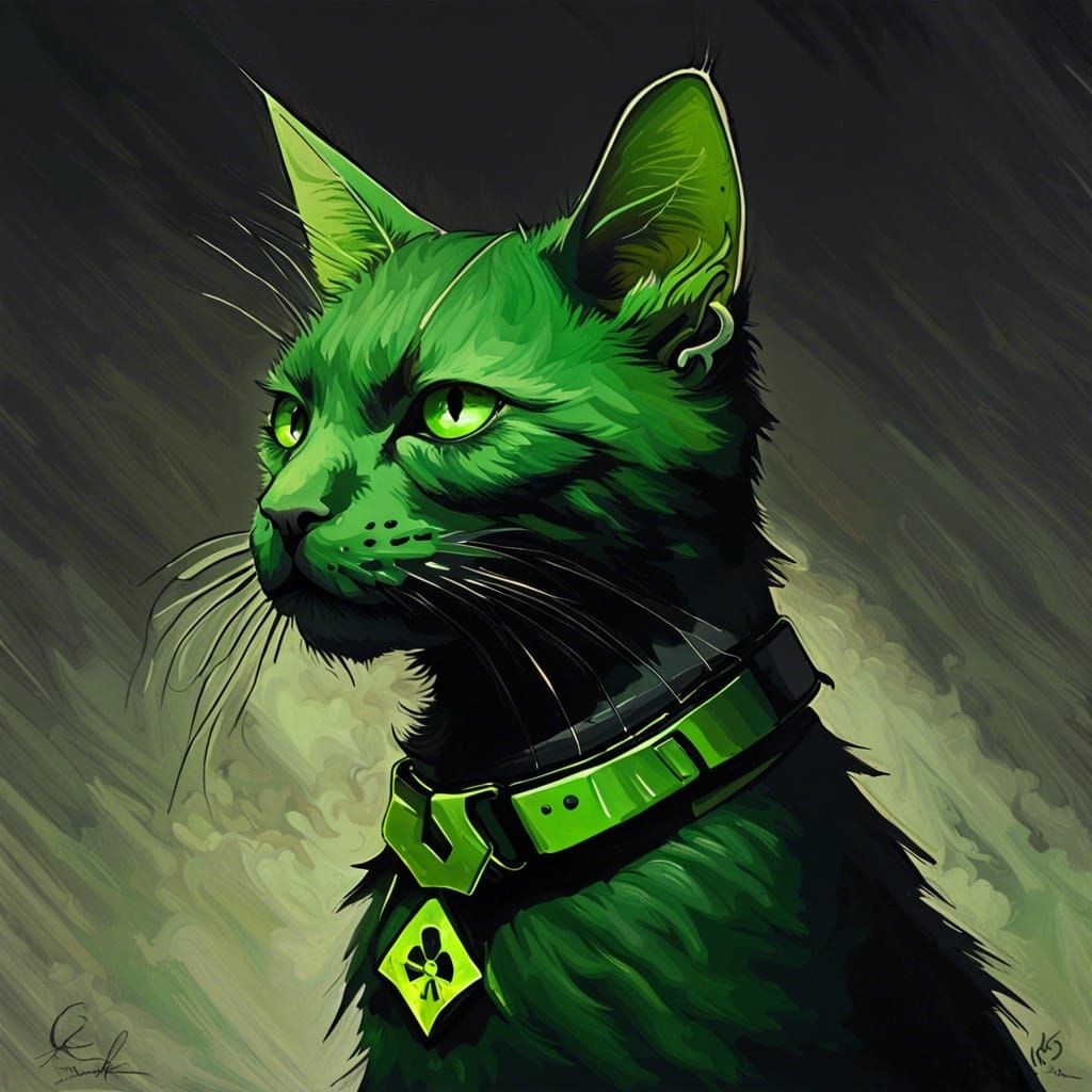 Green radioactive Cat ☢️ AI Generated Artwork NightCafe Creator