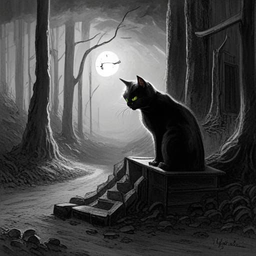 Spooky black cat - AI Generated Artwork - NightCafe Creator