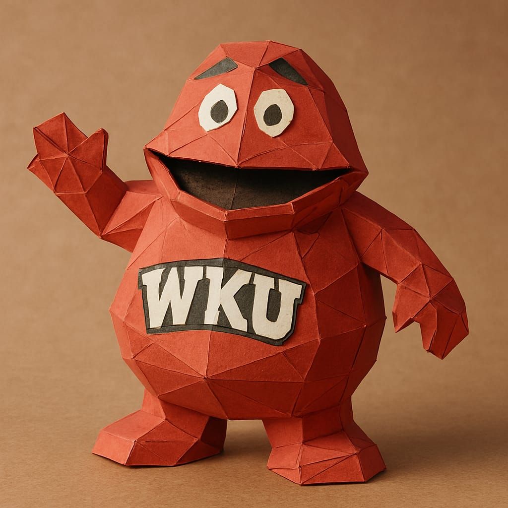 Western Kentucky University mascot Big Red, origami style (Q...
