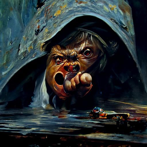 Don't you dare, oil painting by James Gurney