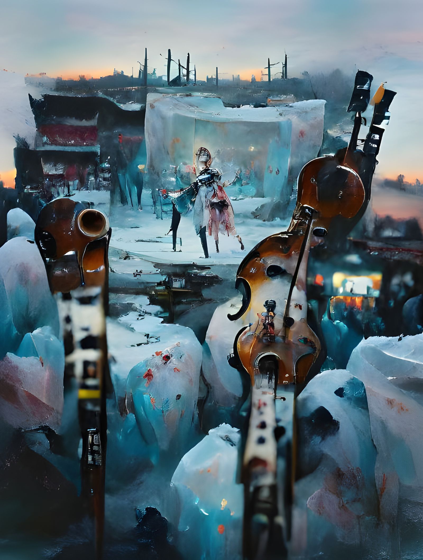 violins frozen in time series AI Generated Artwork NightCafe Creator