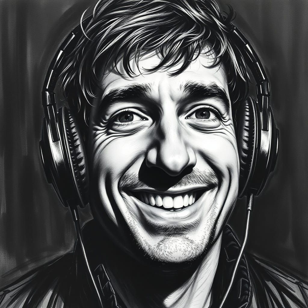 Charcoal Portrait with Dramatic Shadows