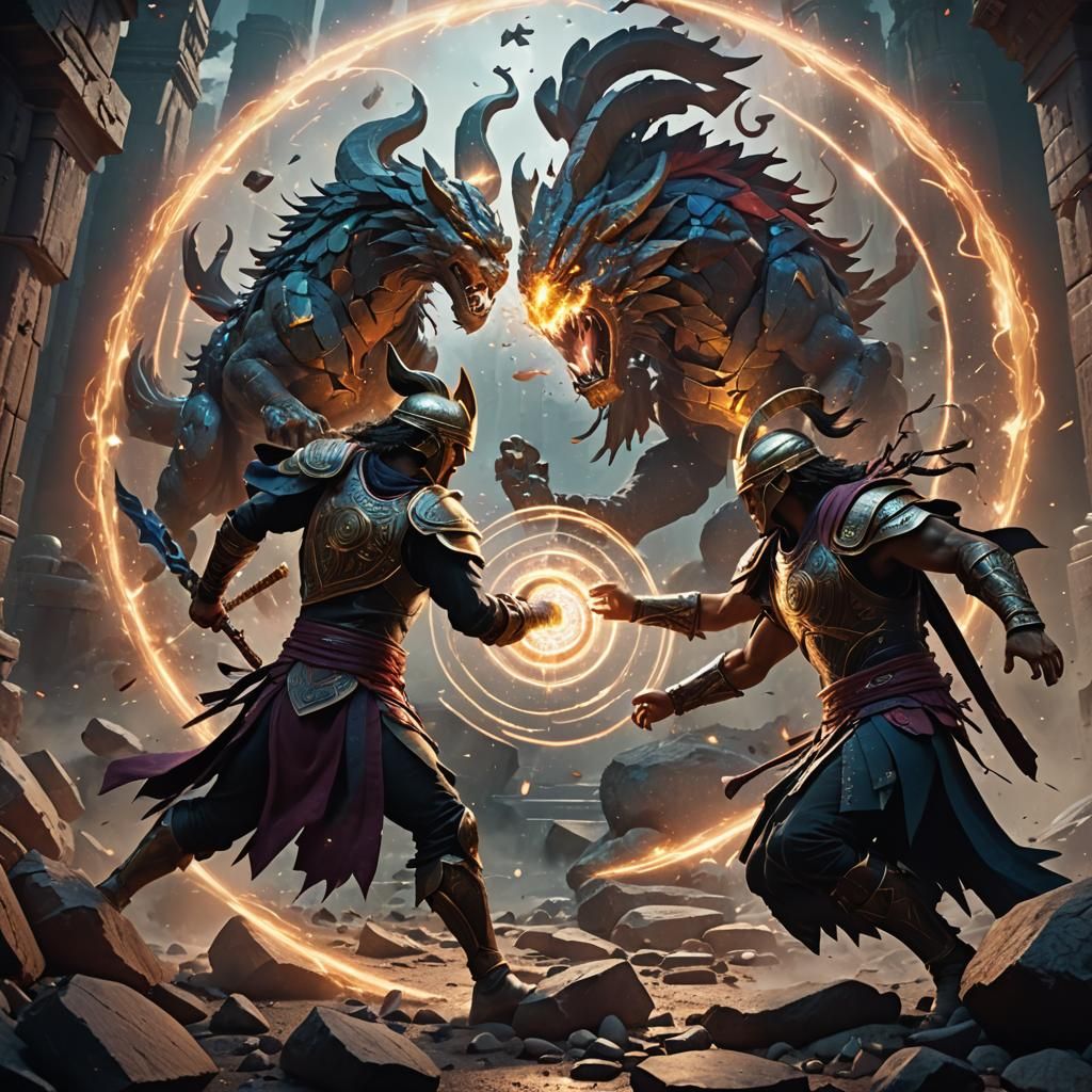 Psychic Battle: Warriors Clash in Magical Energy