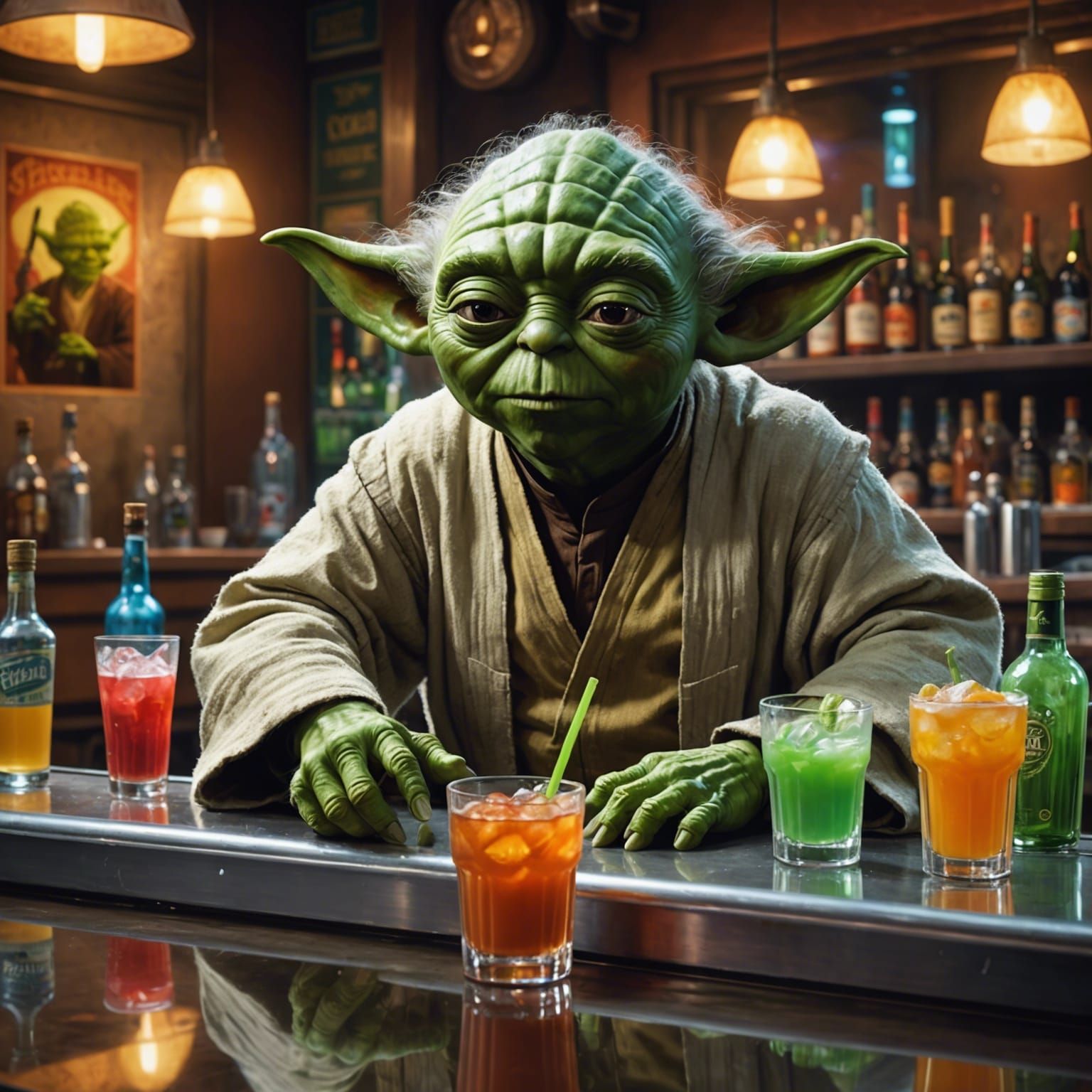 Yoda the Bartender - AI Generated Artwork - NightCafe Creator