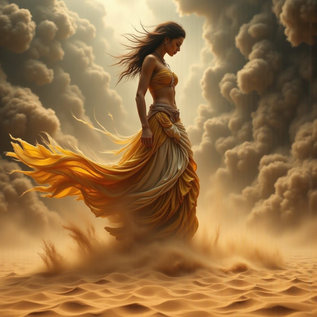 Resolute Figure Defies the Fury of a Sandstorm in a Cinemati...