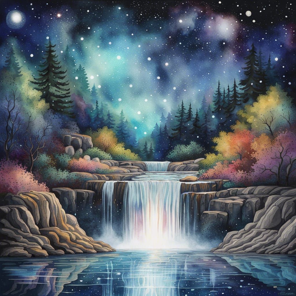 Spacey Waterfall  by @Crystal