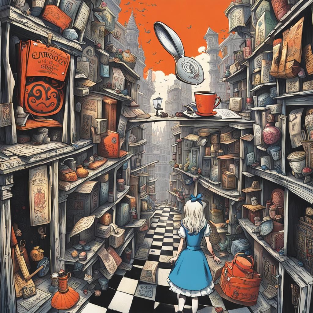 "Craft a contemporary retelling of 'Alice in Wonderland' set...
