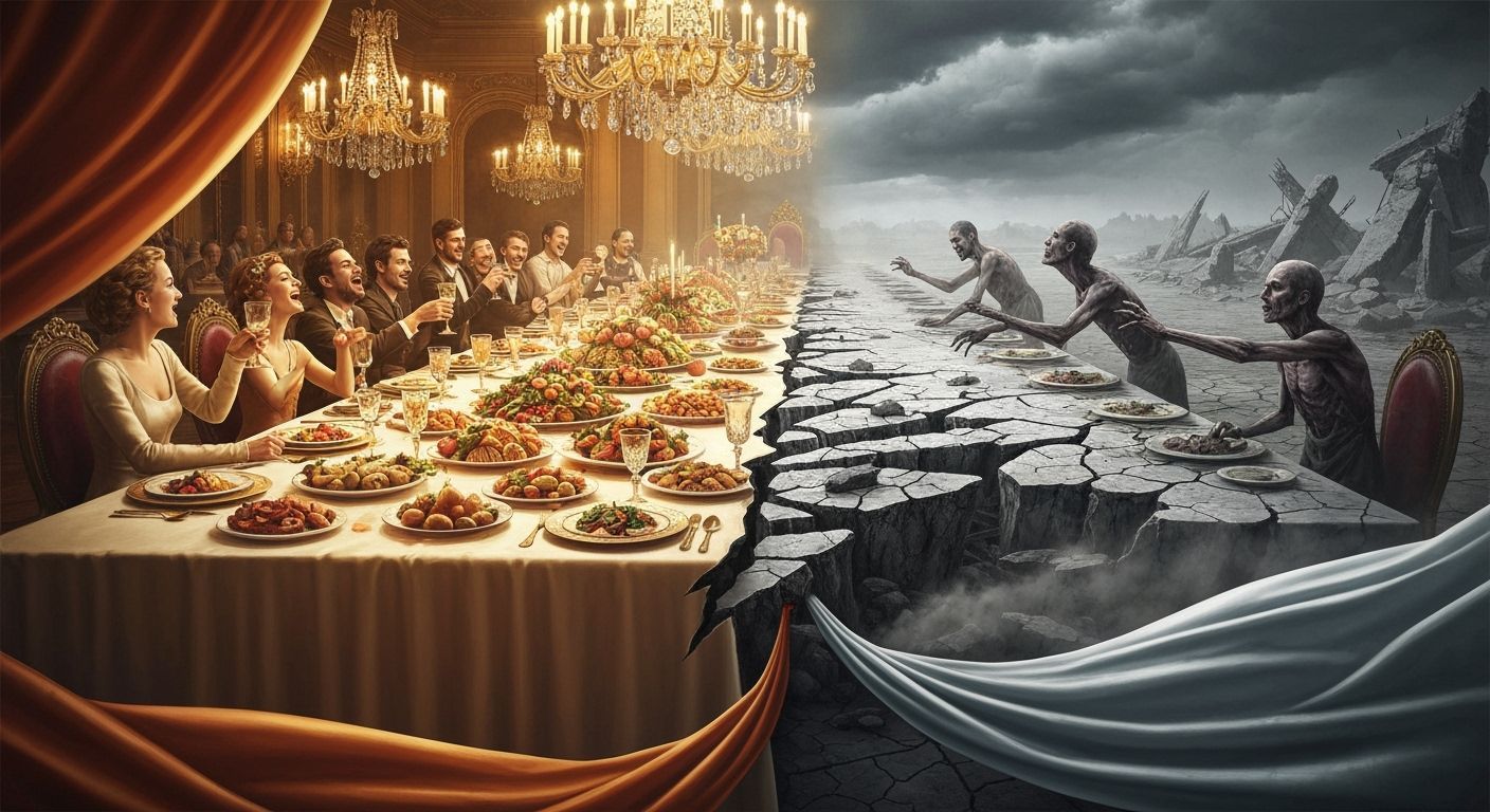 Abundance and hunger - The Distance of a Plate  by @Celestial