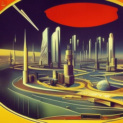 The science fiction city:: retrofuturism:: art deco:: 1900s photograph ...