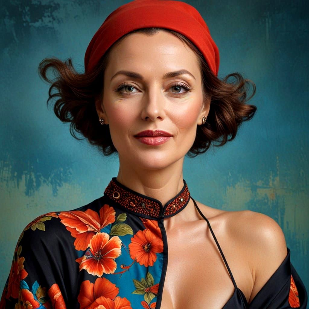 Sultry Portrait of a Confident Woman in a Flawless Hyperreal...