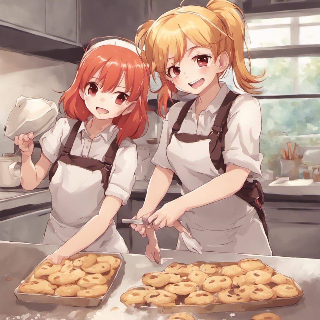 Yuki and Blonde baking together x