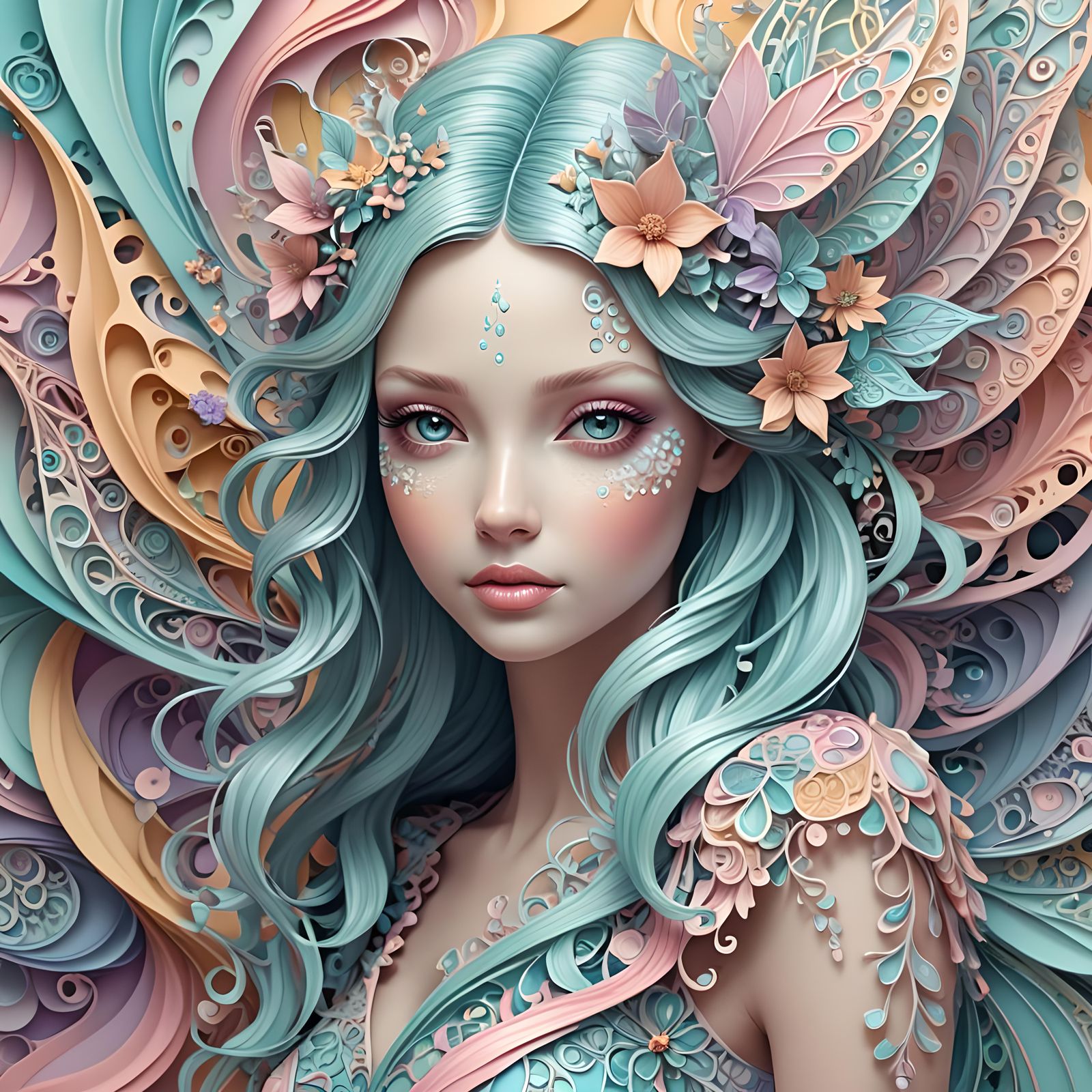 Pastel fractal fairy - AI Generated Artwork - NightCafe Creator