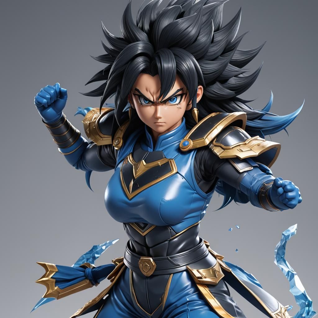 Beautiful Saiyan Fighter in 3D Anime Style