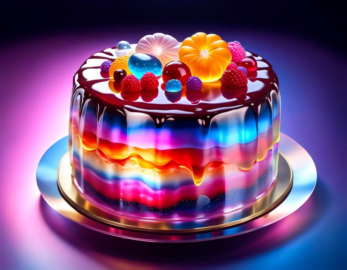 Cake made of jelly: Everything is from jelly. Transparent je...