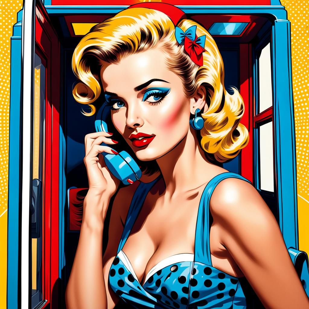 Girl in the phone booth in the 60s  by @Manuel