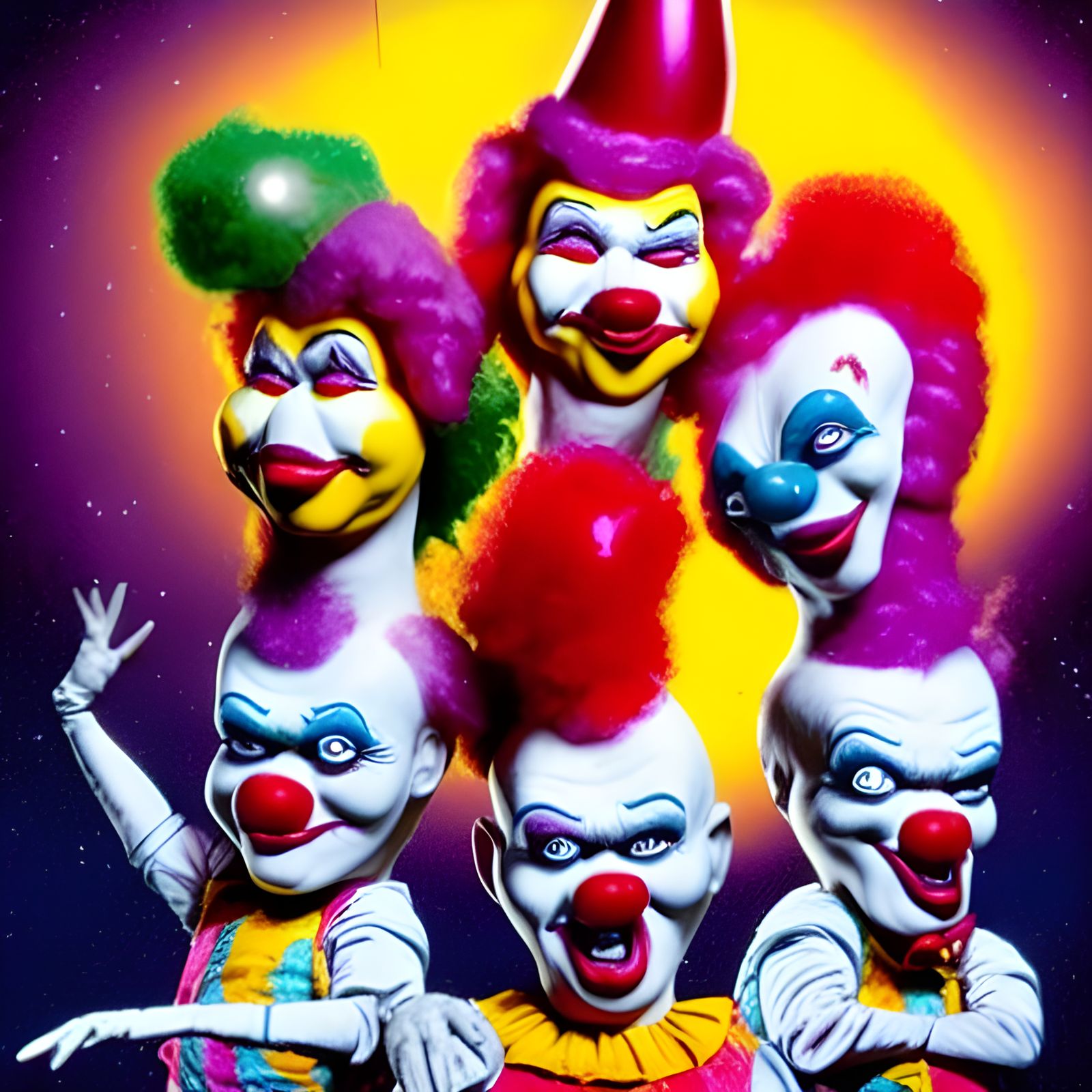 Killer klowns from outer space - AI Generated Artwork - NightCafe Creator