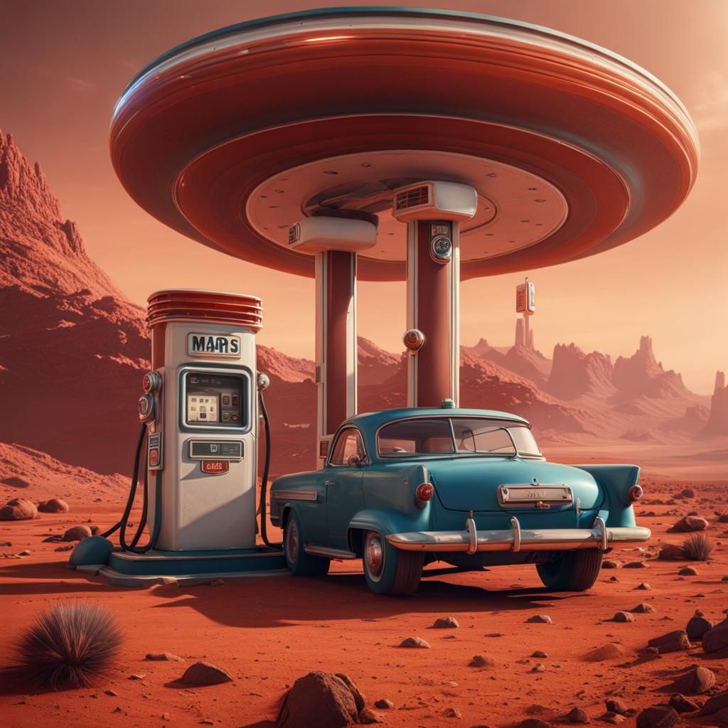 Retro gas station on Mars
