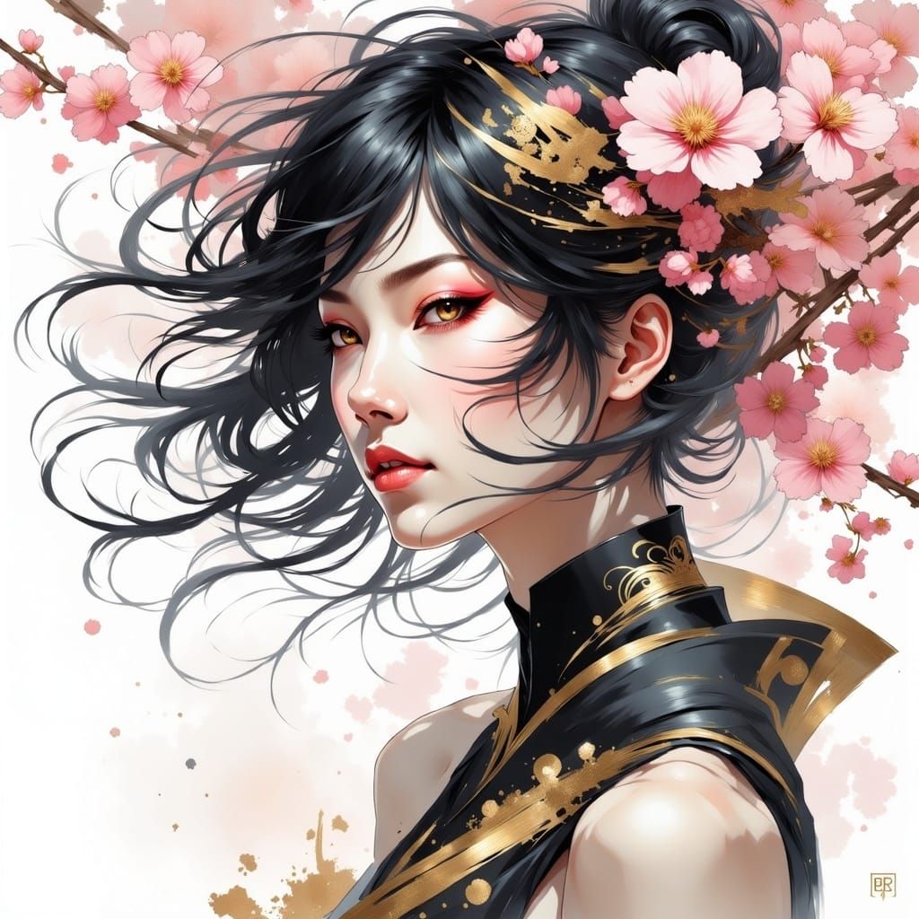 <lora:Genshin Ultra:1.0>; 8k; cell shaded comicbook style; cell shaded stunning asian urban womans face pink makeup head and shoulders; stun...