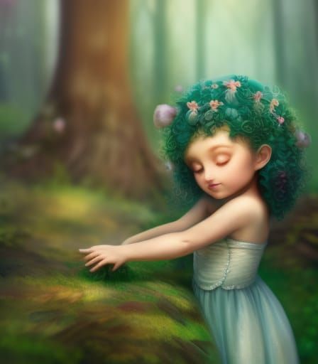 Little pixie with mossy hair